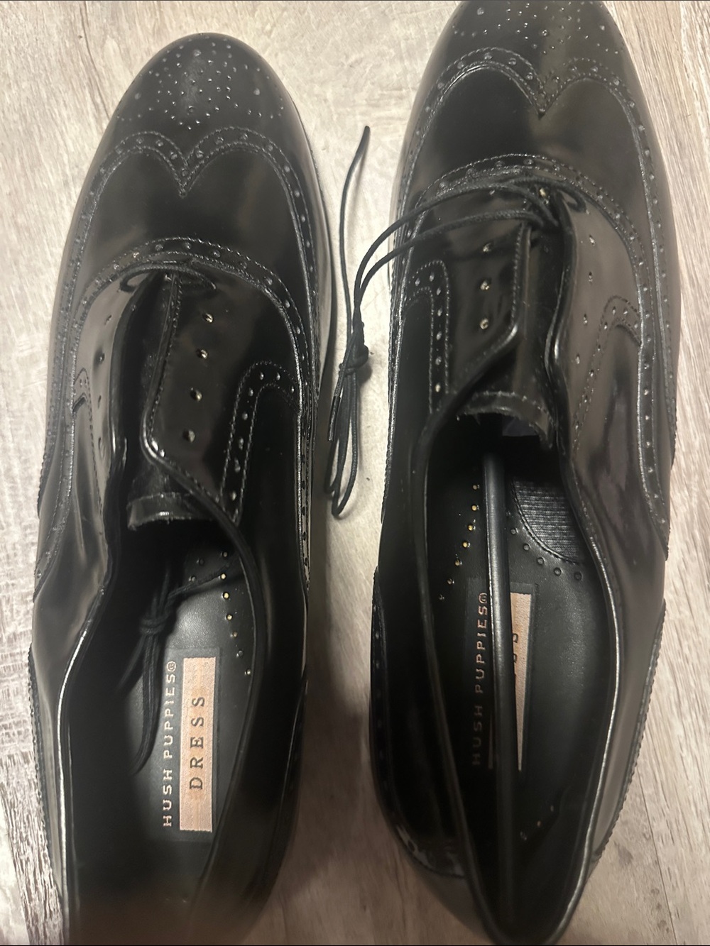 Hush Puppies Black Patent Leather Brogue Oxfords